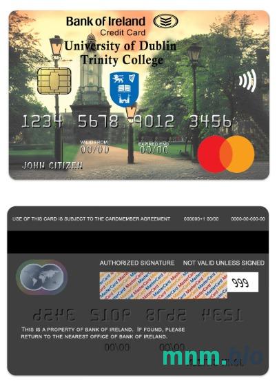 Ireland Bank of Ireland Affinity credit przykład karty mastercard w formacie PSD